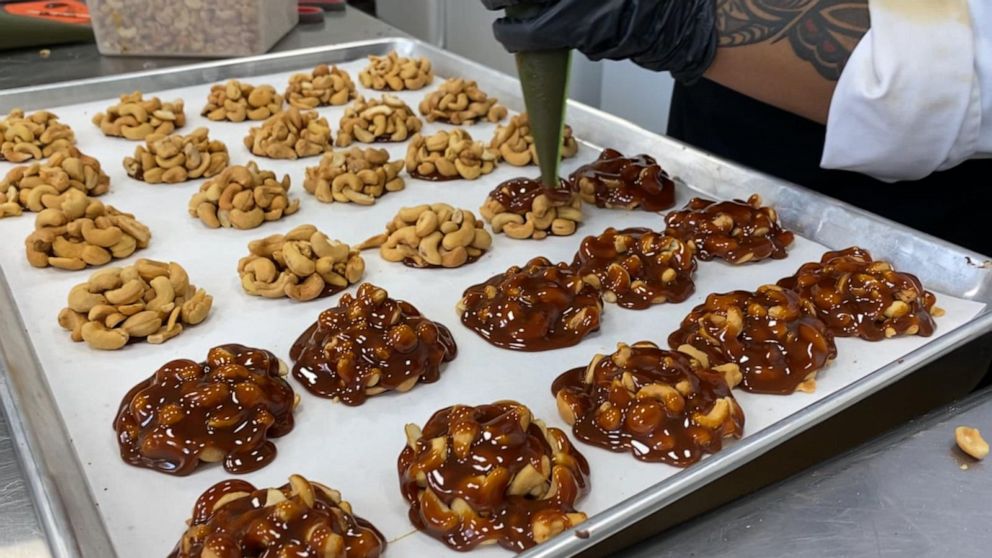 PHOTO: In Memphis, Tennessee, Philip Ashley Chocolates makes hand-dipped chocolate turtles with cashews and caramel. 