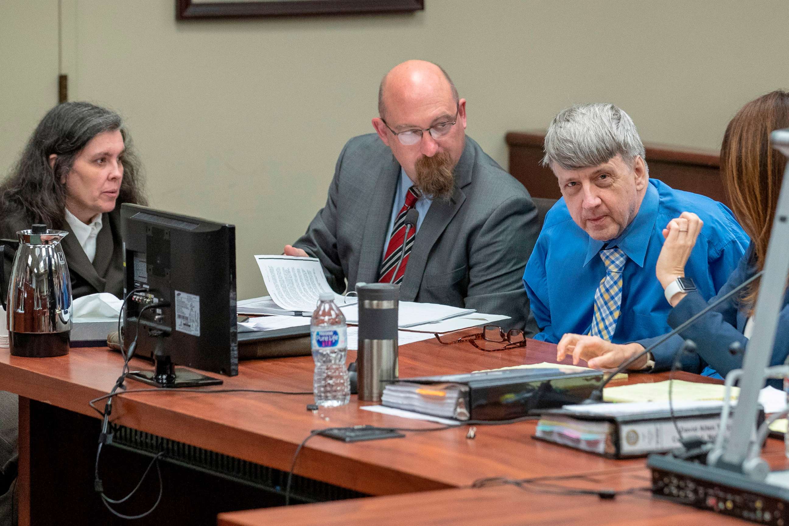 PHOTO: Louise and David Turpin sit with their attorney John Moore during a preliminary hearing, June 20, 2018, in Riverside, Calif.