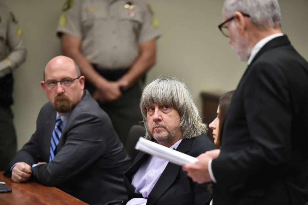 PHOTO: David Allen Turpin appears in court for arraignment with attorneys on Jan. 18, 2018, in Riverside, Calif.