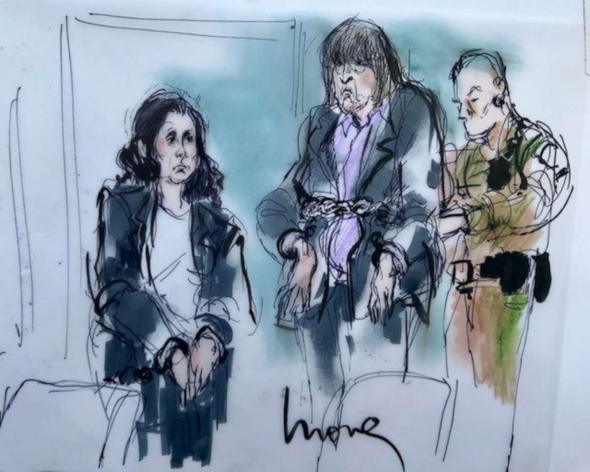 PHOTO: Louise Turpin, 49, and David Turpin, 56, are depicted in a sketch made during their first court appearance in California, Jan. 18, 2018.