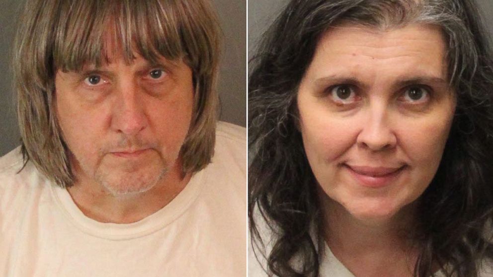 Mugshots of David Turpin and Louise  Turpin of Perris, Calif., provided by the Riverside County Sheriff's Department, Jan. 15, 2018.