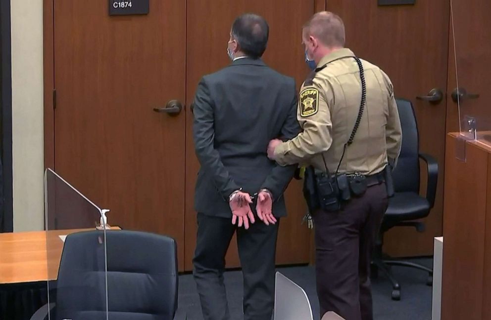 PHOTO: Former Minneapolis police officer Derek Chauvin is led away in handcuffs after a jury found him guilty of all charges in the death of George Floyd, April 20, 2021, in Minneapolis.