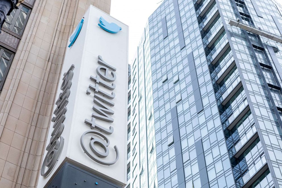PHOTO: In this file photo taken on Oct. 28, 2022, the Twitter sign is seen at their headquarters in San Francisco.