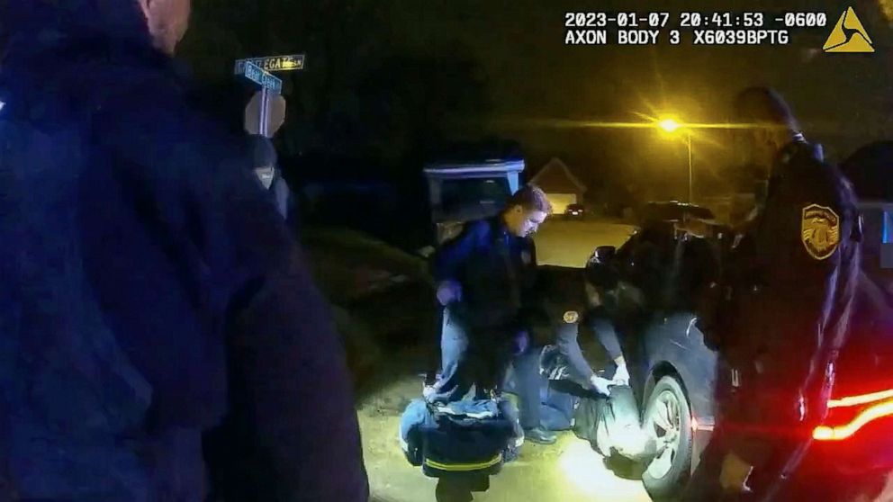 PHOTO: The image from video released on Jan. 27, 2023, by the City of Memphis, shows Tyre Nichols on the ground as medics arrive during an attack by five Memphis police officers on Jan. 7, 2023, in Memphis, Tenn.