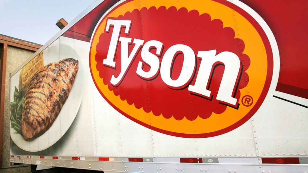 In this Wednesday, Oct. 28, 2009, file photo, a Tyson Foods, Inc., truck is parked at a food warehouse in Little Rock, Ark.
