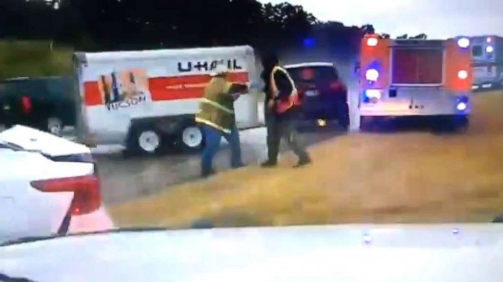 Dramatic video shows U-Haul slam into 2 firefighters responding to car ...