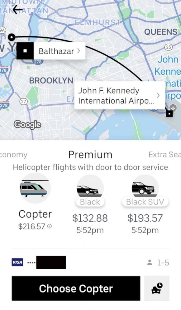 PHOTO: Uber launched its Uber Copter service from lower Manhattan to JFK, July 9, 2019. 
