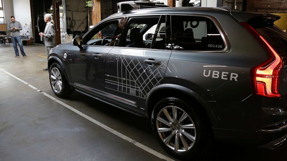 PHOTO: In this Dec. 13, 2016 file photo, an Uber driverless car is displayed in a garage in San Francisco. 