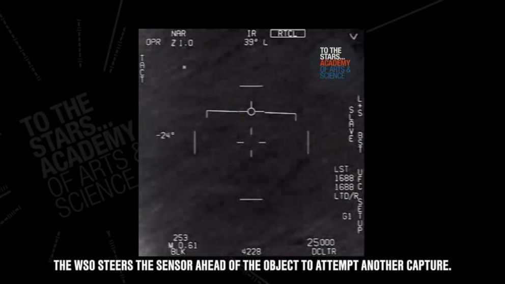 PHOTO: Video footage released by the To the Stars Academy of Arts and Science purportedly shows pilots observing a UFO while aboard a U.S. Navy aircraft. 