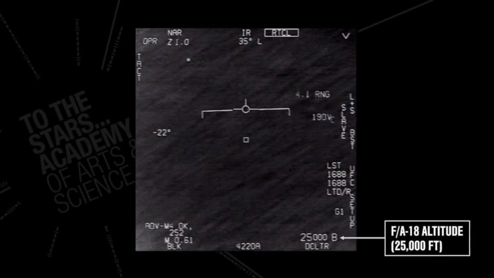 PHOTO: Video footage released by the To the Stars Academy of Arts and Science purportedly shows pilots observing a UFO while aboard a U.S. Navy aircraft. 
