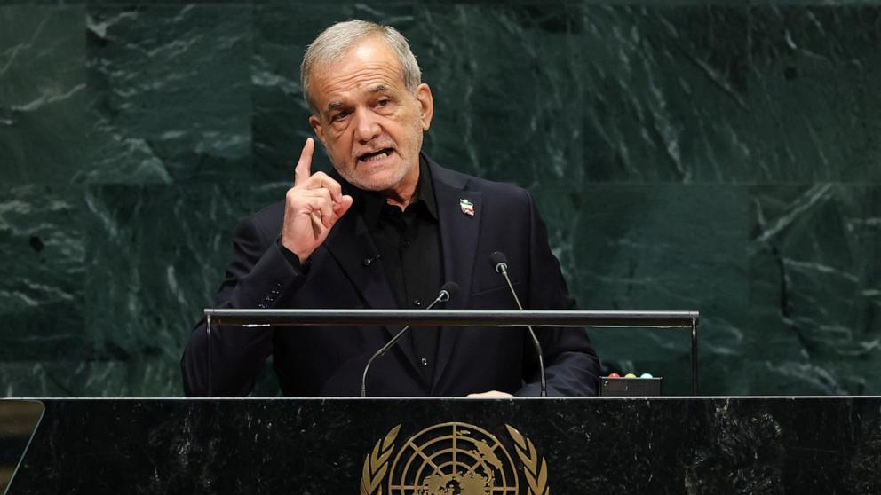 PHOTO: Iran's President Masoud Pezeshkian speaks during the 81st United Nations General Assembly at the United Nations Headquarters in New York, September 23, 2026.
