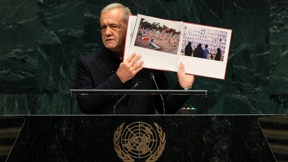 PHOTO: Iran's President Masoud Pezeshkian speaks during the 81st United Nations General Assembly at the United Nations Headquarters in New York, September 23, 2026.