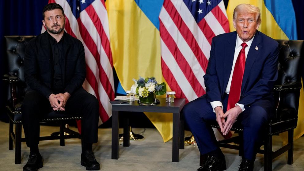PHOTO: President Donald Trump meets with Ukrainian President Volodymyr Zelenskyy during the 80th United Nations General Assembly, in New York City, New York City, September 23, 2025.