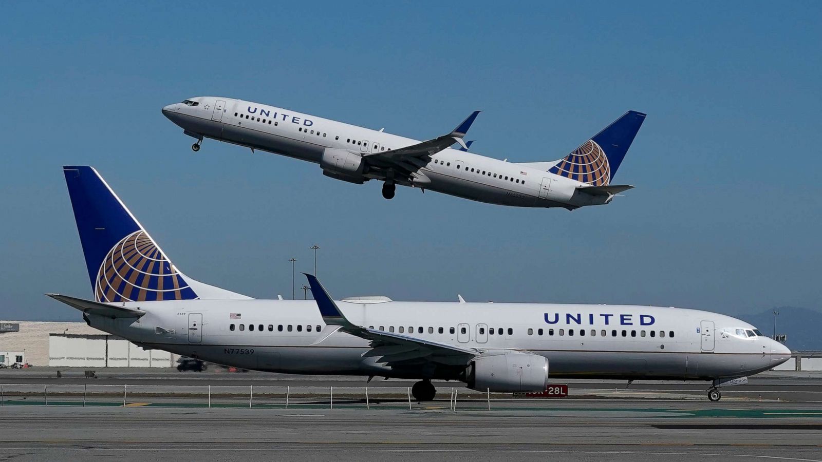 PHOTO: A United Airlines airplane takes off on the runway at San Francisco International Airport in San Francisco, Oct. 15, 2020.