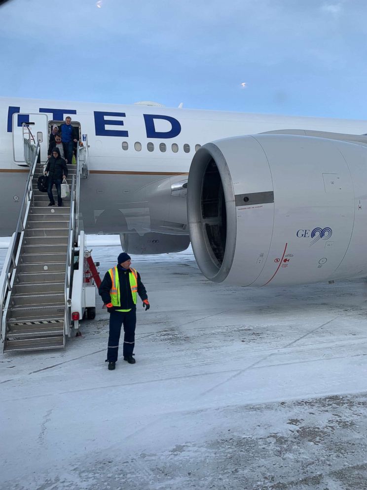 PHOTO: Passengers on the flight were forced to sit on the tarmac overnight after a medical emergency and mechanical problems. January 20, 2019.