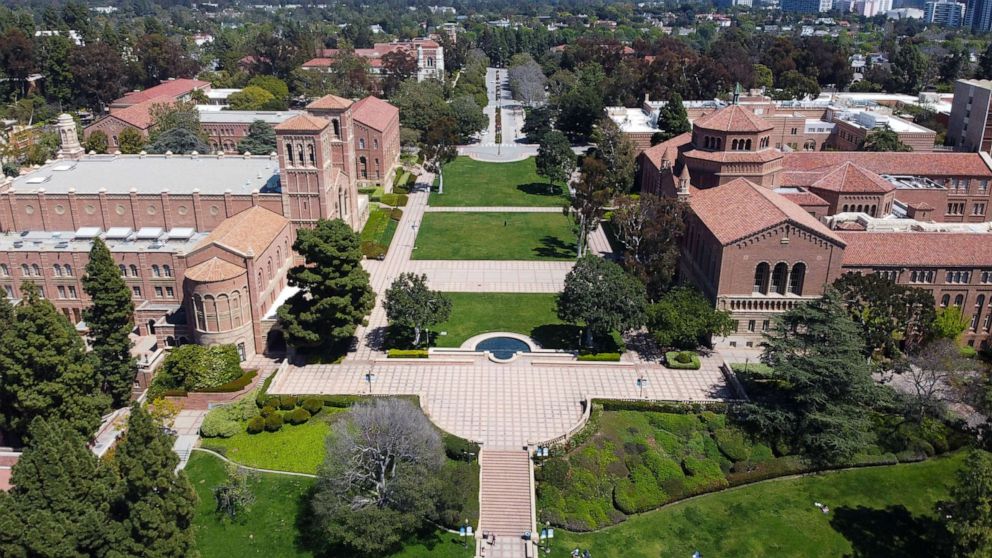 PHOTO: In this April 14, 2020, file photo, an overall view of Royce Hall on the campus of University of California, Los Angeles is shown in Los Angeles.
