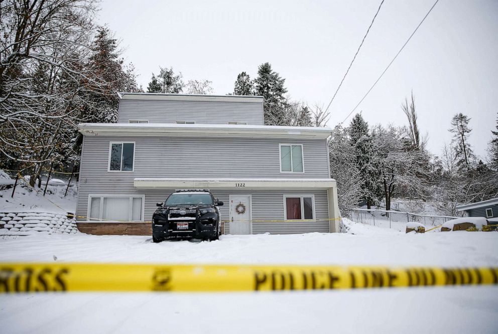 PHOTO: FILE - Moscow Police monitor the residence where four University of Idaho students were killed in Moscow, Idaho, Nov. 30, 2022.