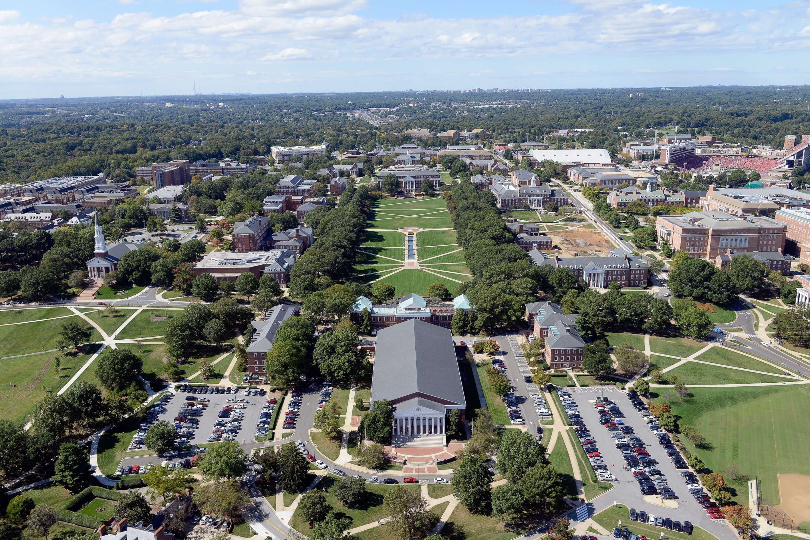 PHOTO: In this file photo is an aerial view of the University of Maryland campus taken on Oct. 4, 2014, in College Park, Md.
