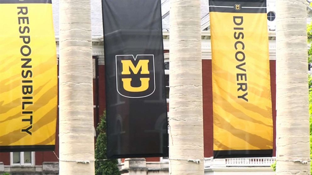 PHOTO: Banners adorn the campus of University of Missouri, Columnbus, Mo.