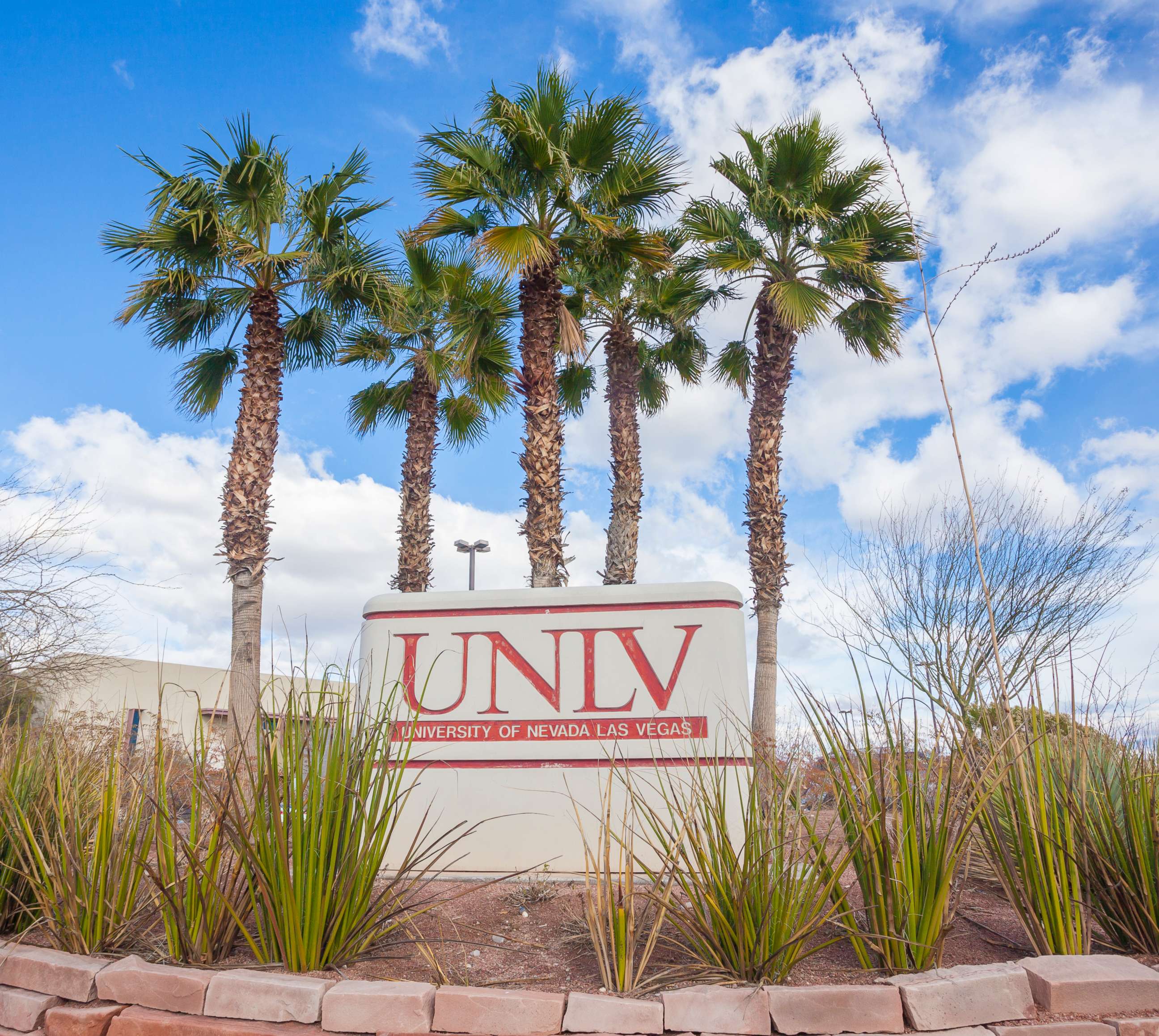 PHOTO: A University of Nevada Las Vegas sign stands in front of palm trees, in Las Vegas, Jan. 31, 2015.