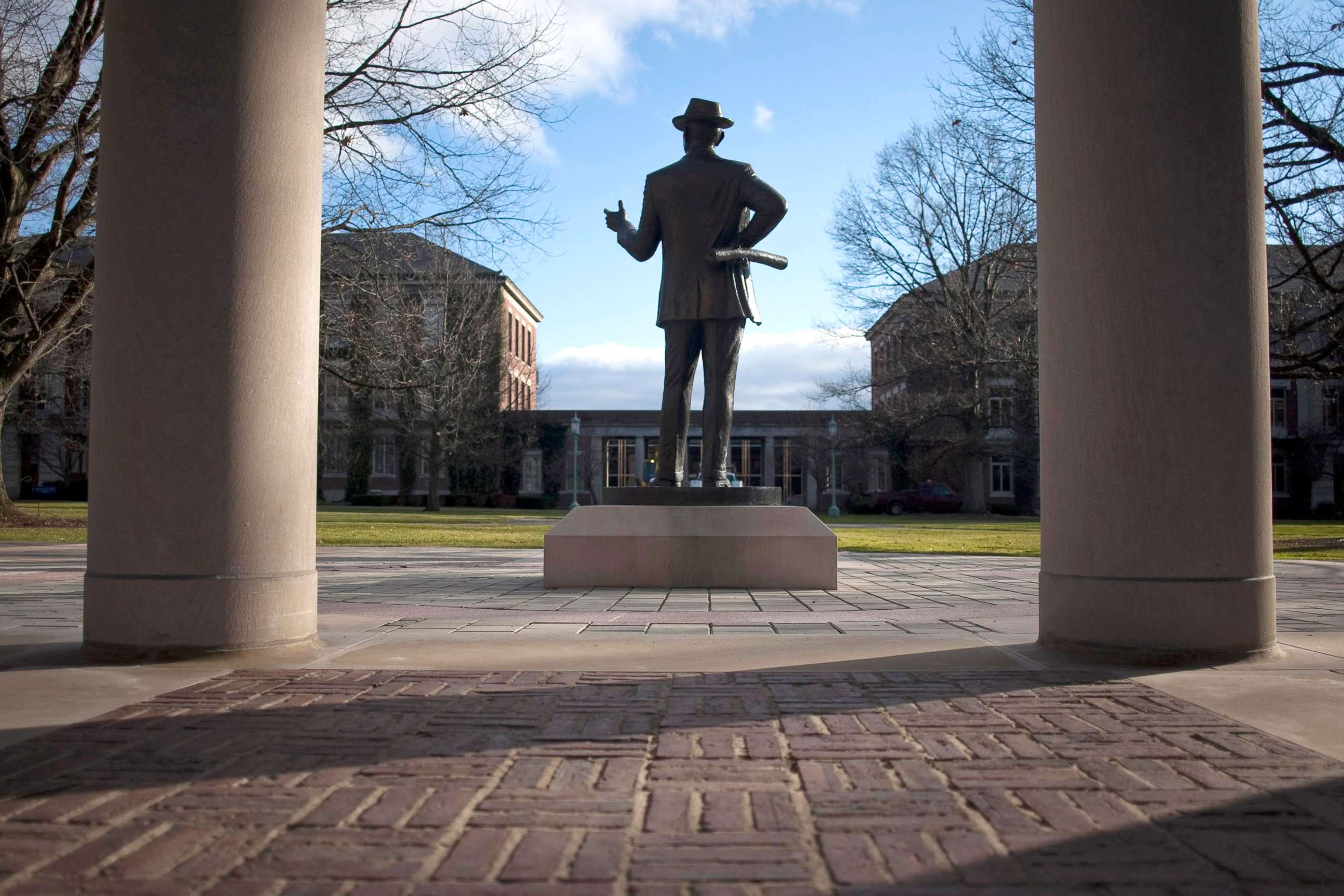 PHOTO: In this file photo, a statue of Eastman Kodak founder George Eastman stands on the University of Rochester campus in Rochester, N.Y., Dec. 23, 2011.