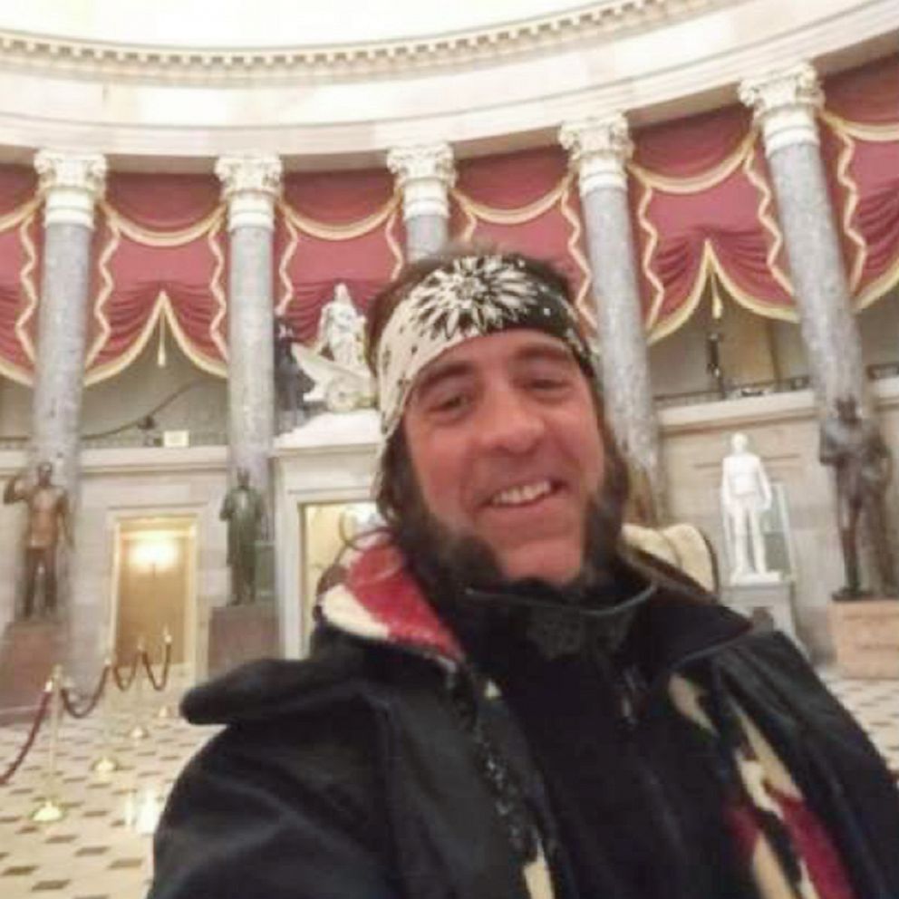 PHOTO: Robert Chapman is pictured in the Statuary Hall of the U.S. Capitol in an image contained in a criminal complaint alleging that he participated in the Jan. 6, 2021, riot in Washington.