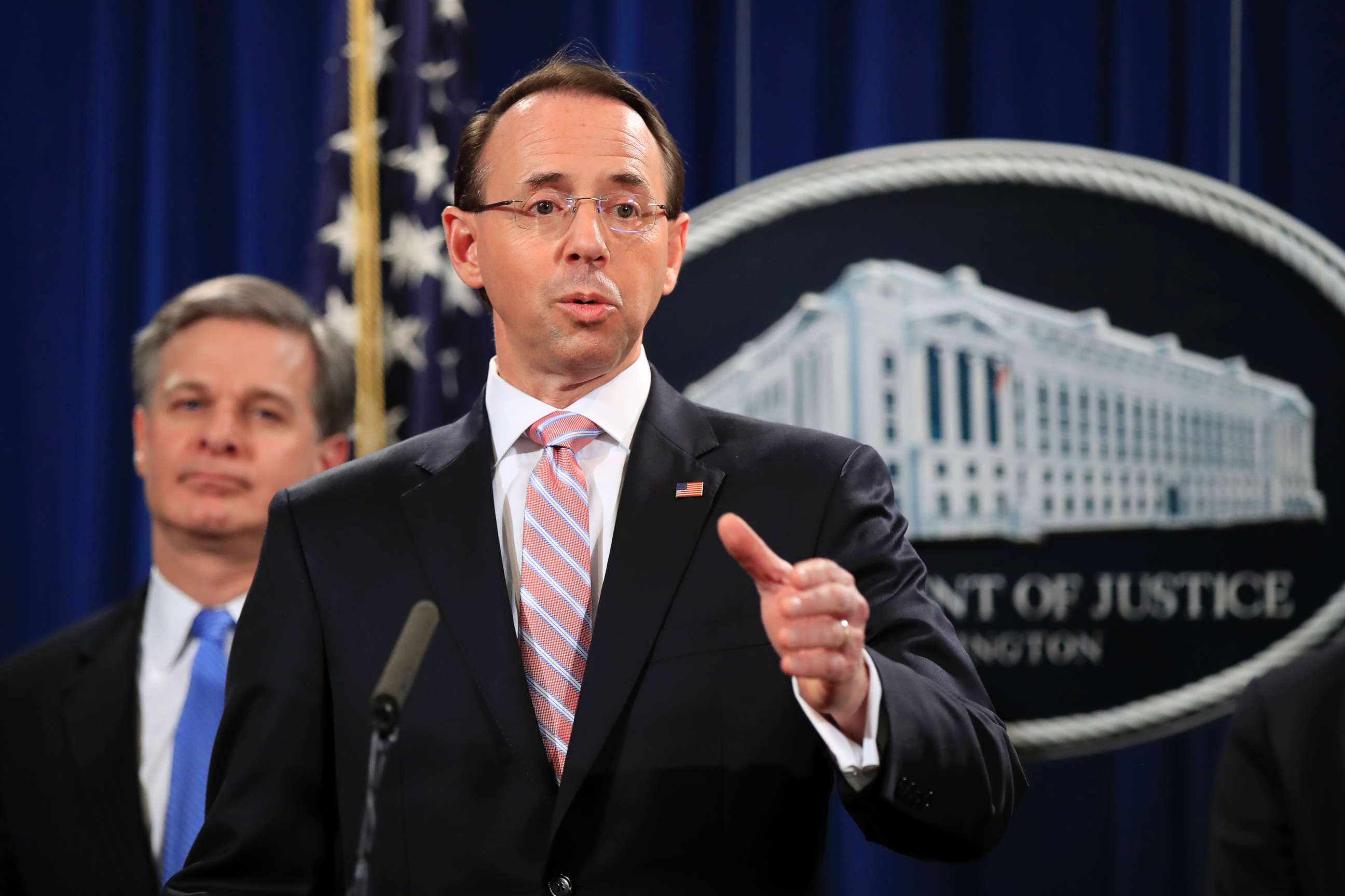PHOTO: Deputy Attorney General Rod Rosenstein speaks during a news conference at the Department of Justice in Washington, Dec. 20, 2018.