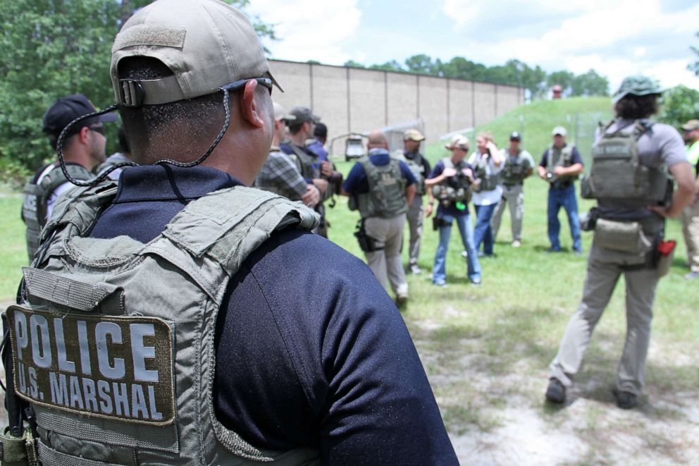 PHOTO: Members of the US Marshal's Service conduct High Risk Fugitive Apprehension training at the Federal Law Enforcement Training Center at Glynco, Ga., in 2017.