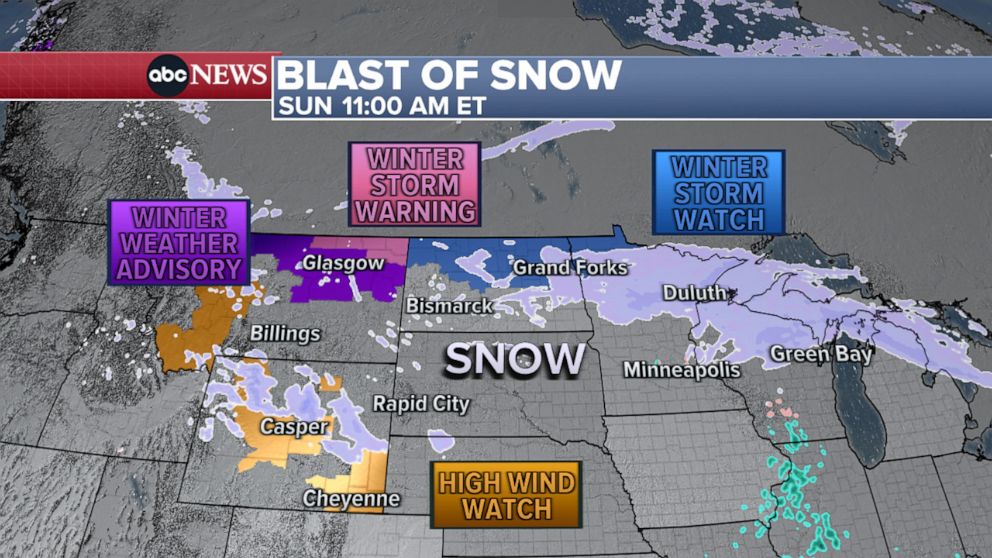 PHOTO: A storm system will be sweeping from the northern Rockies to northern Great Lakes later this weekend.