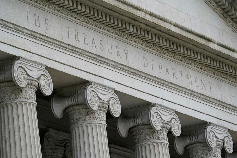 PHOTO: The Treasury Building is viewed in Washington, May 4, 2021.