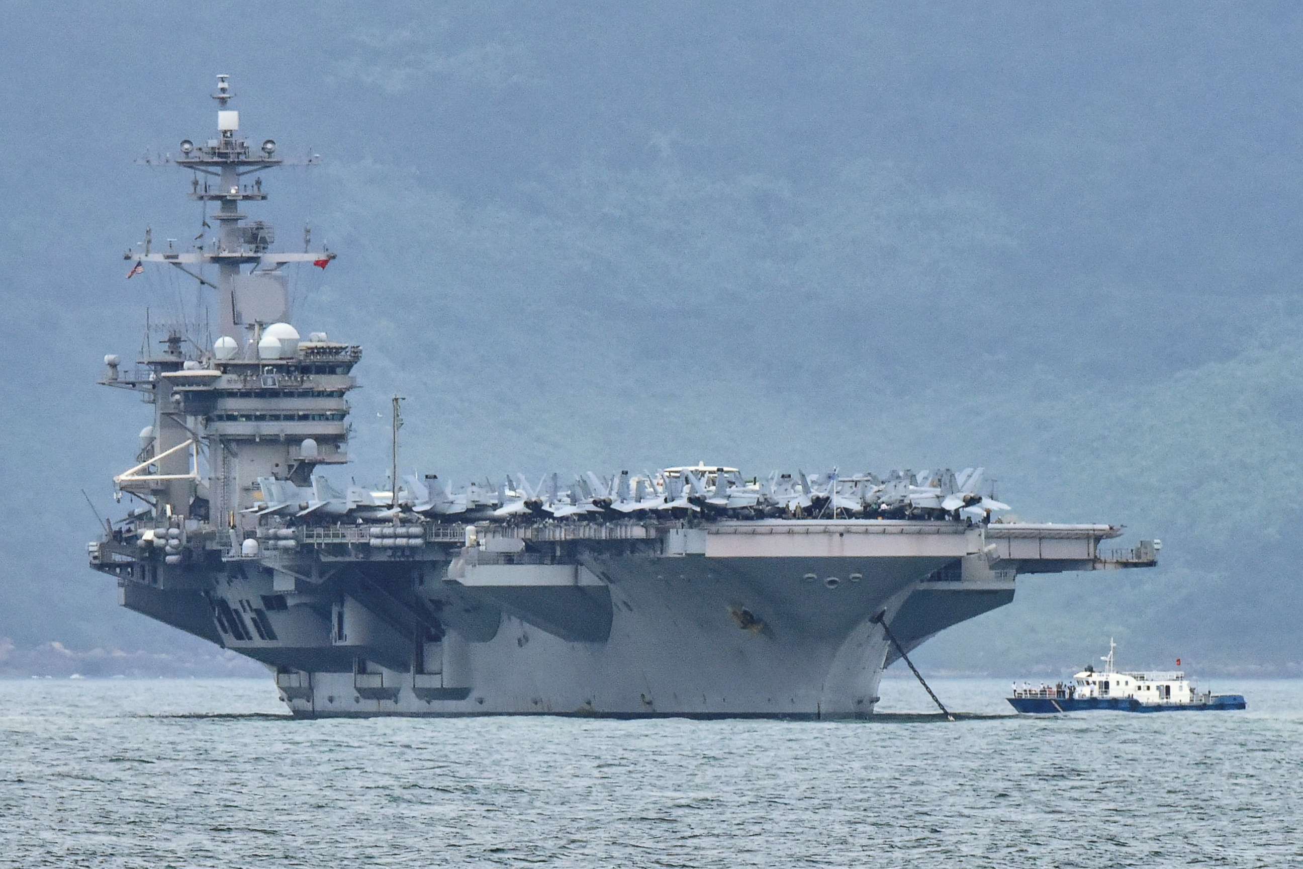 PHOTO: The USS Theodore Roosevelt (CVN-71) enters the port in Da Nang, Vietnam, March 5, 2020.