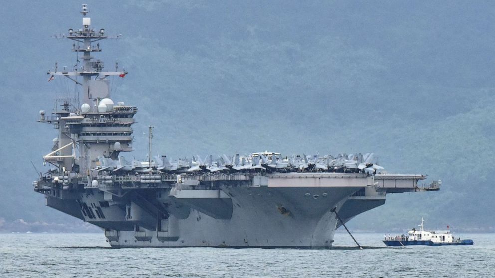 PHOTO: The USS Theodore Roosevelt (CVN-71) enters the port in Da Nang, Vietnam, March 5, 2020.