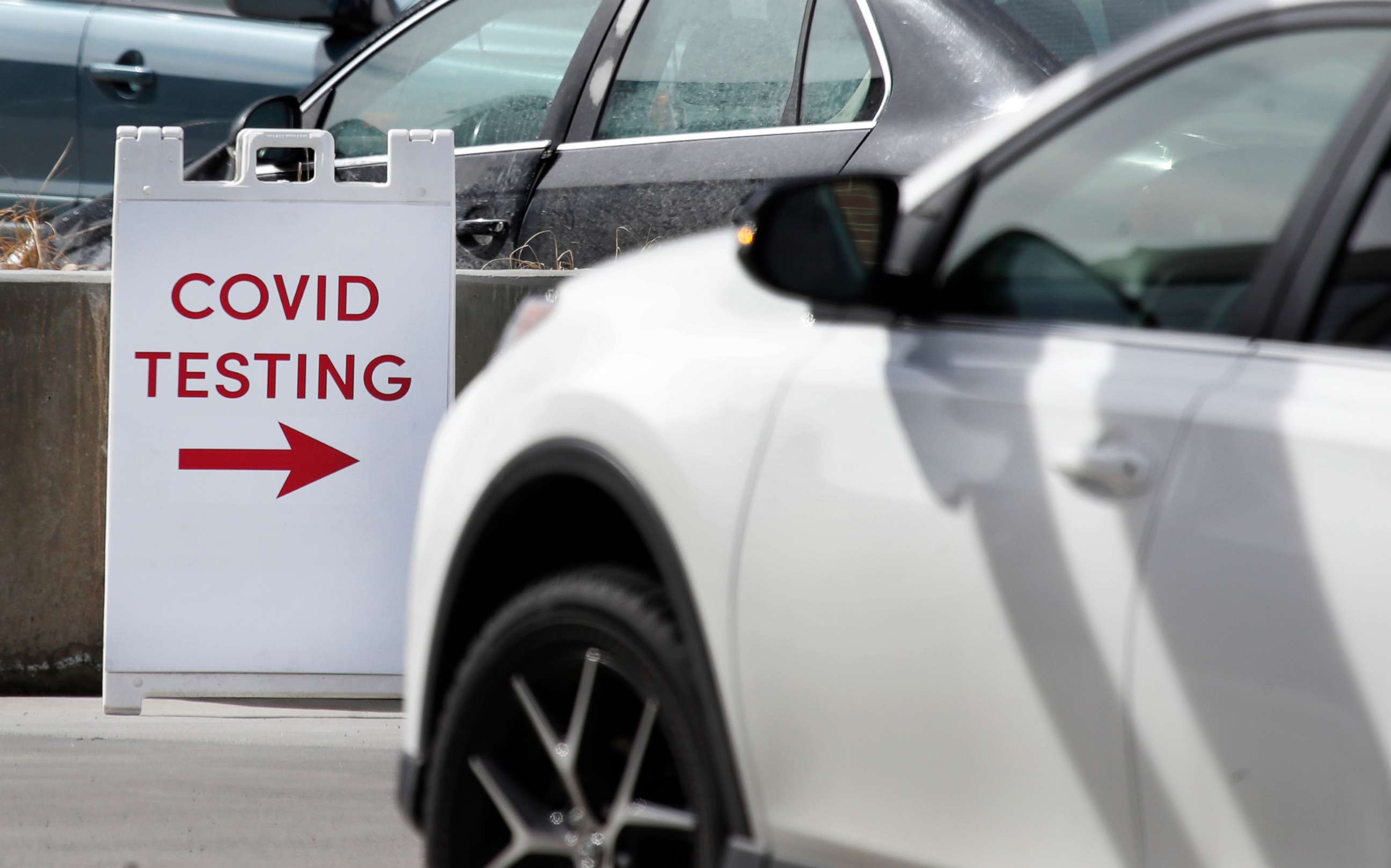 PHOTO: A car pulls into one of the first drive through testing facilities for Coronavirus (COVID-19) virus in a parking lot outside the University of Utah's Sugar House Health Clinic in Salt Lake City, Utah, March 16,  2020. 