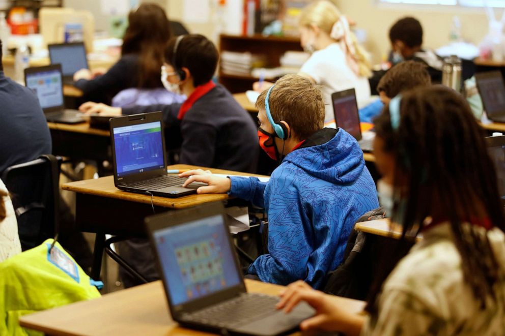 PHOTO: Students start their work for the day at Freedom Preparatory Academy on Feb. 10, 2021, in Provo, Utah.