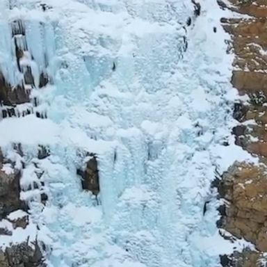 The close-up look at the wintery scene in Utah’s Waterfall Canyon is beautiful.