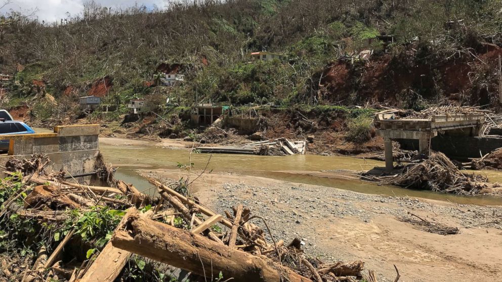 VIDEO: When Hurricane Maria made landfall Sept. 20, a bridge connecting 60 familes to Utuado, a town of about 33,000 two hours southwest of San Juan, was washed away.