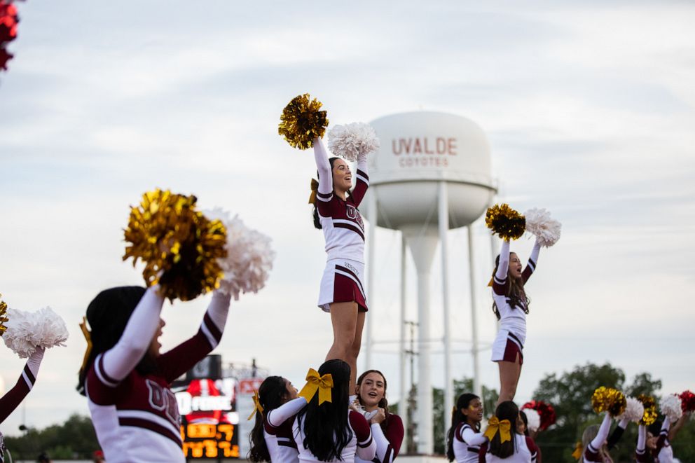 PHOTO: The Uvalde High School Coyotes played and won their first home game of the season in Uvalde, Texas, Sept. 2, 2022. 