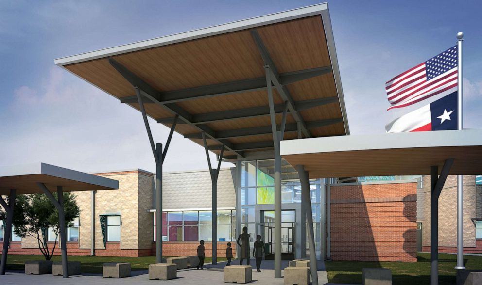 PHOTO: A rendering of the main entry, part of the new elementary plans and schematic design for proposed new Uvalde school.