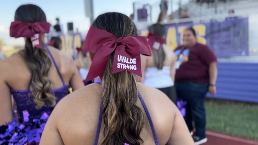 PHOTO: The Carrizo Springs pom squad is seen at a Uvalde football game, Aug. 26, 2022.