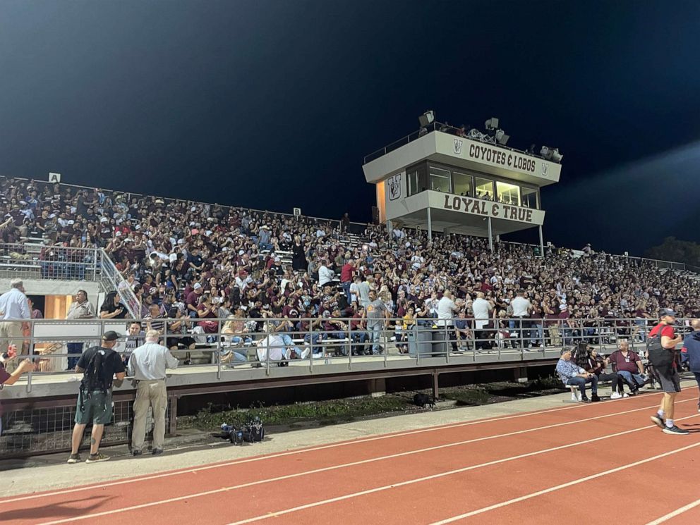 PHOTO: Fans gather to watch Uvalde High School football team play in their first home game, Sept. 2, 2022.