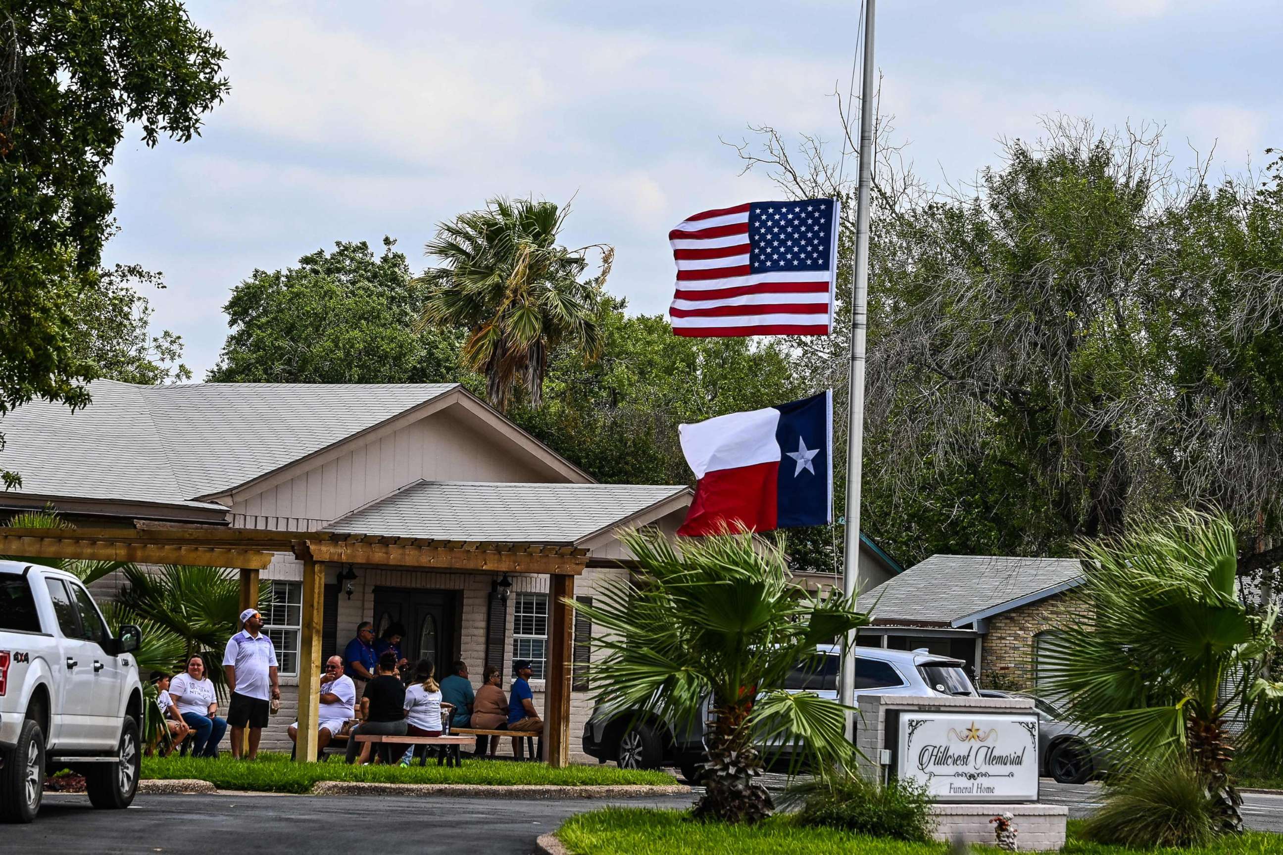 PHOTO: People visit Hillcrest Memorial Funeral Home in Uvalde, Texas, on May 30, 2022, during the visitation for Amerie Jo Garza, who died in the mass shooting at Robb Elementary School.