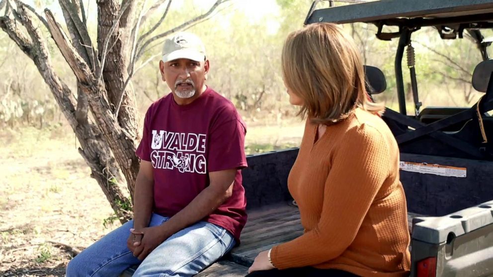 PHOTO: Jesse Rizo, who lost his niece in the Robb Elementary School shooting, speaks with ABC News' María Elena Salinas about his push for more gun control.

