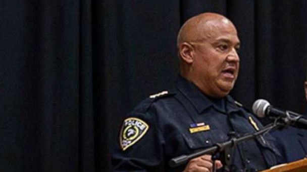 PHOTO: Uvalde school police chief Pete Arredondo speaks at a press conference following the shooting at Robb Elementary School in Uvalde, Texas, May 24, 2022.