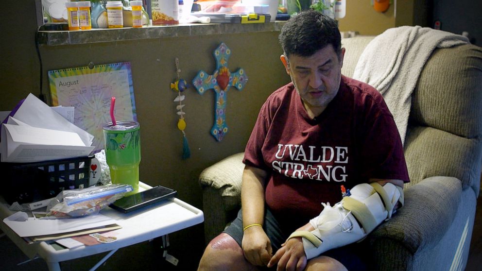 PHOTO: Teacher Arnie Reyes, who suffered gunshot injuries while inside his classroom at Robb Elementary, spoke to ABC News about his recovery in this interview from August 2022.