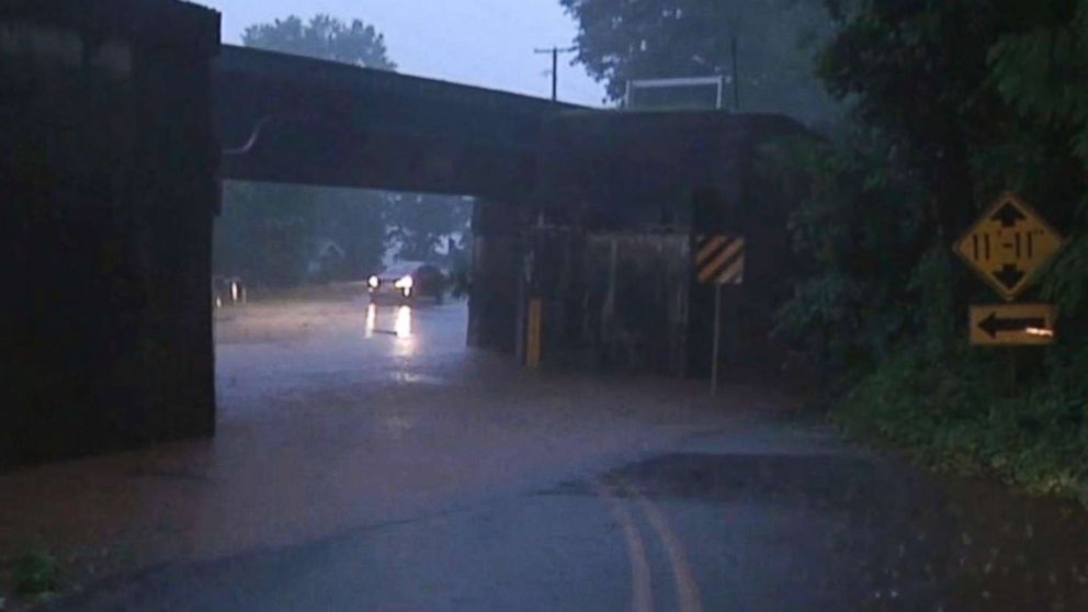 PHOTO: Flooding in Virginia covers a road, May 30, 2018. 
