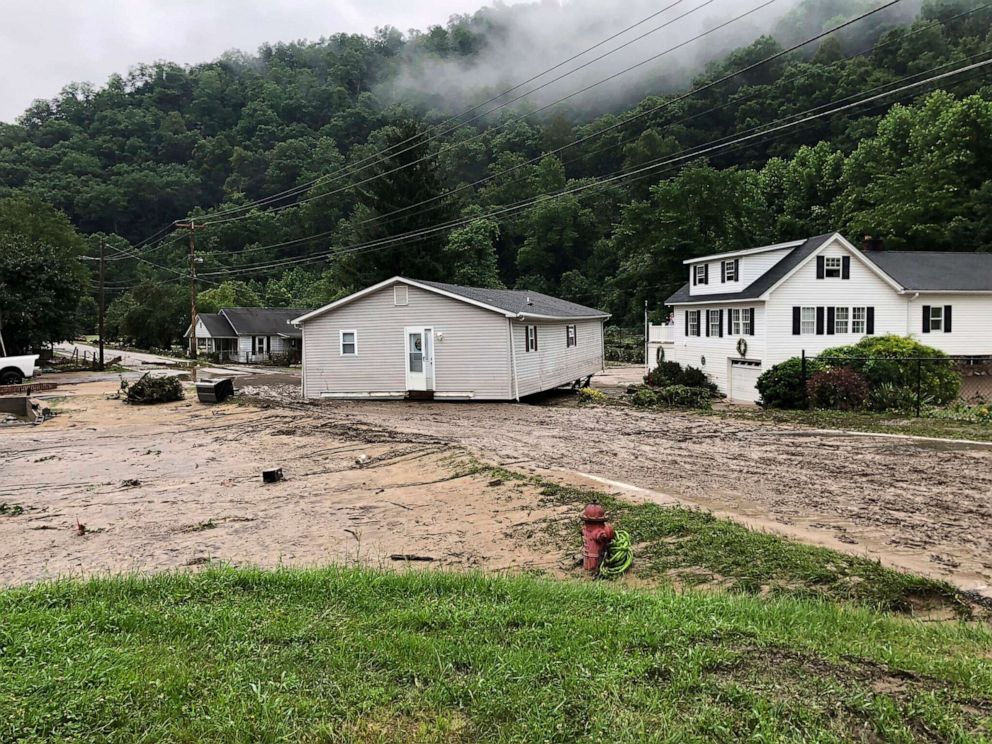 PHOTO: Houses dislocated during flash floods in the Whitewood community of Buchanan County, Va., July 13, 2022. 