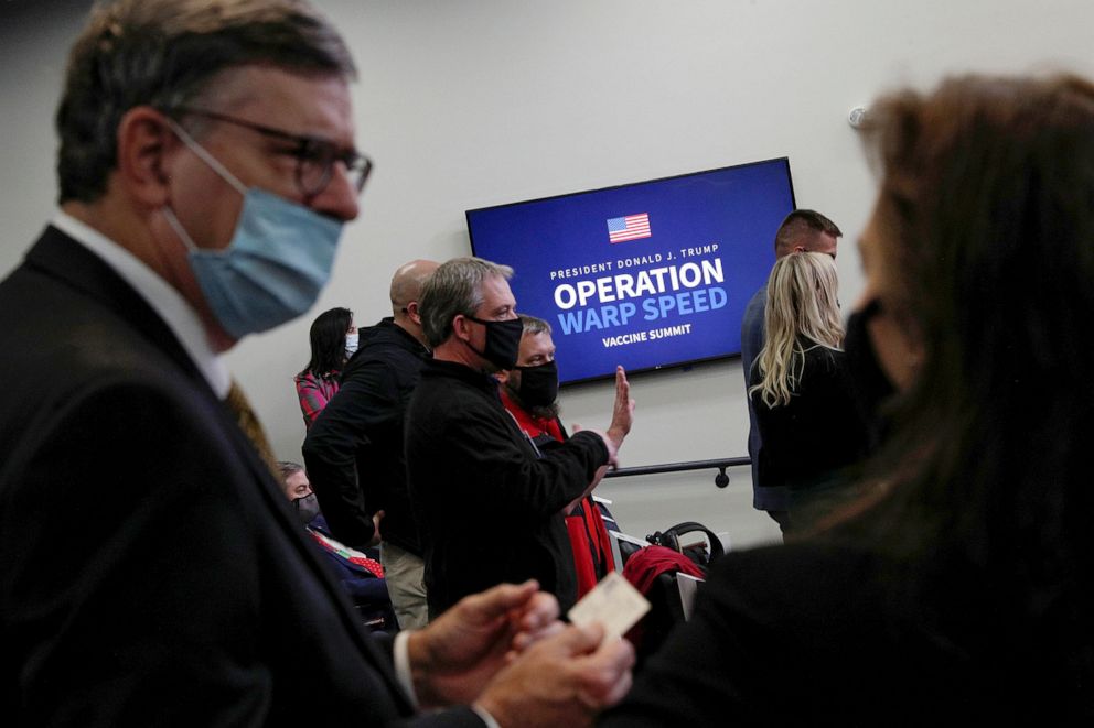 PHOTO: Attendees assemble ahead of President Donald Trump's remarks during an Operation Warp Speed Vaccine Summit at the White House, Dec. 8, 2020. 