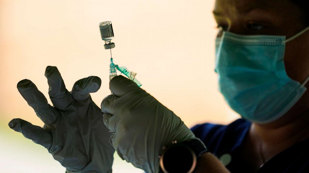 PHOTO: A syringe is prepared with the Pfizer COVID-19 vaccine at a clinic at the Reading Area Community College in Reading, Pa., Sept. 14, 2021.