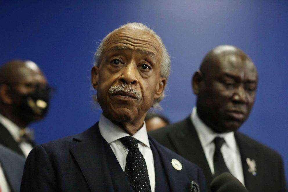 PHOTO: The Reverend Al Sharpton and attorney Ben Crump speak at the funeral for 14-year-old Valentina Orellana-Peralta at the City of Refuge Church in Gardena, Calif., Jan. 10, 2022. 