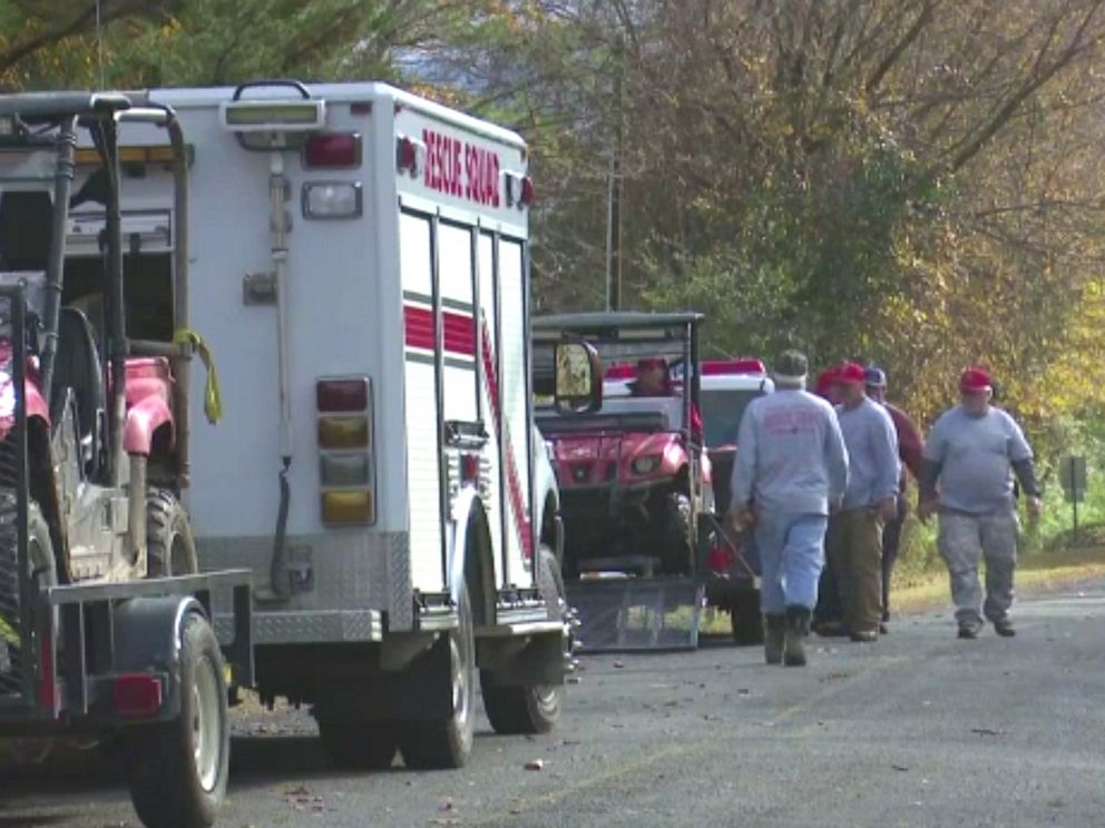 PHOTO: First responders assist on a scene where a 21-year-old college student was found dead after a rappelling accident at the Valhalla Cave in Jackson County, Alabama.